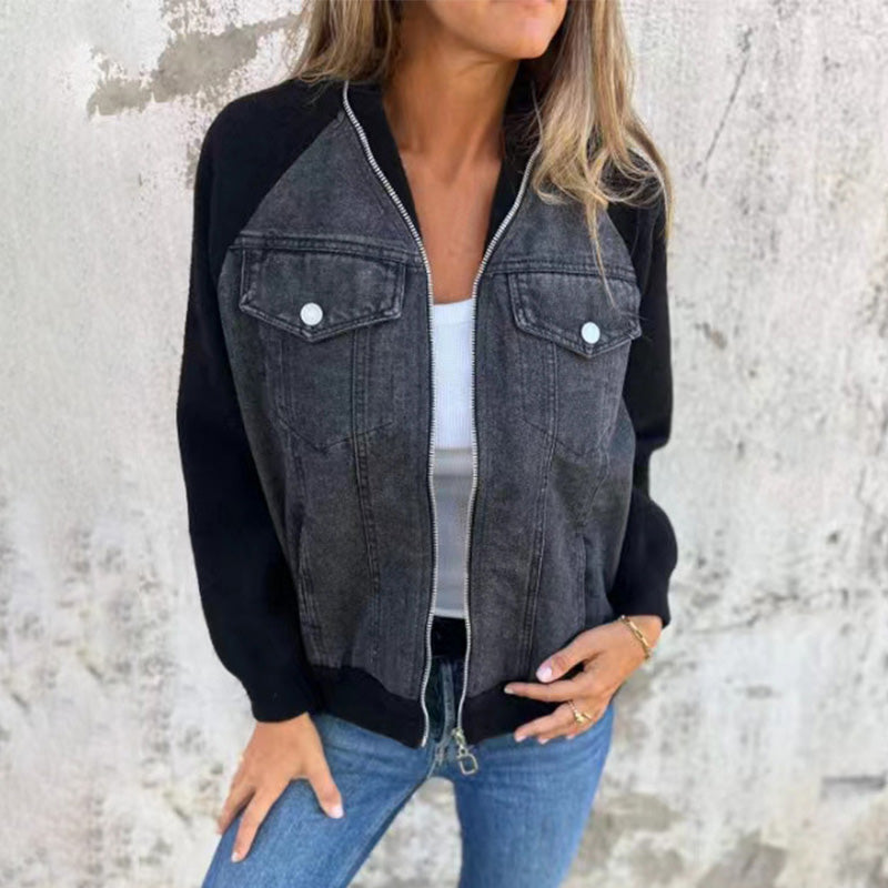 Vanessa - Veste en denim patchwork avec poches pratiques