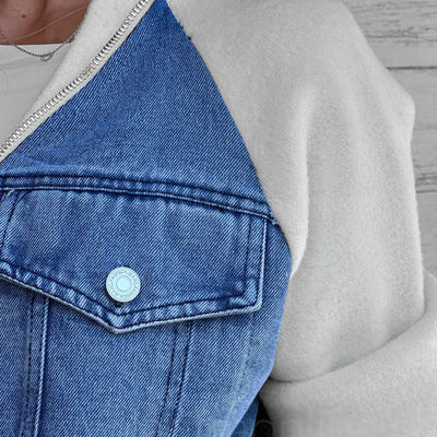 Vanessa - Veste en denim patchwork avec poches pratiques